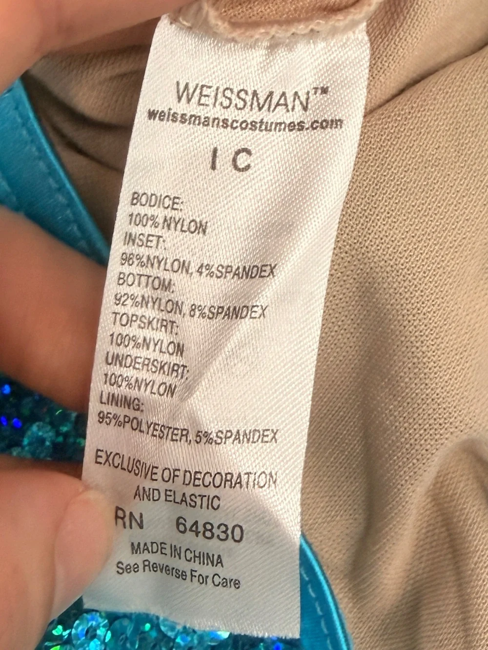 Weissman Teal Sequin Dance Costume